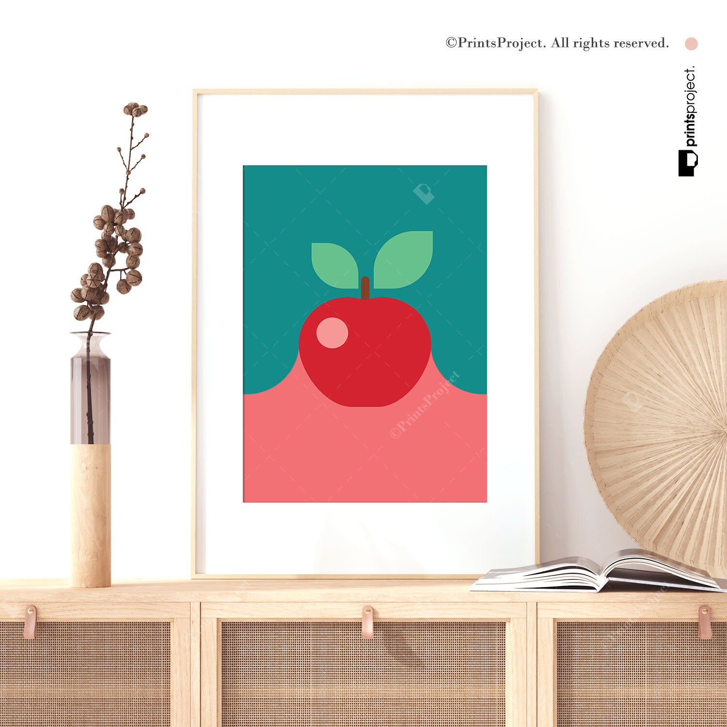 Apple Wall Art Kitchen Wall Art Blue and Red Digital Etsy