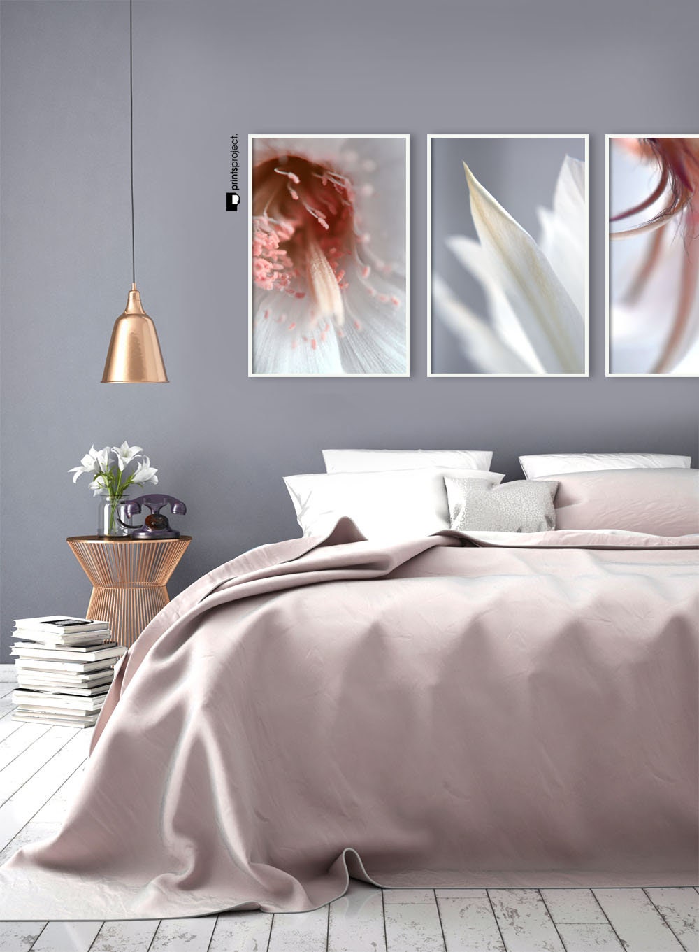 Set of 3 Prints for a Bedroom 3 Piece Wall Art Floral | Etsy