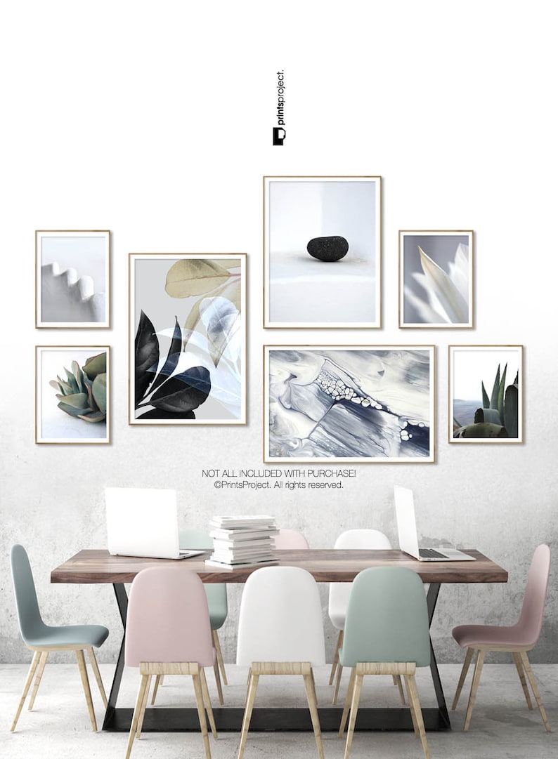 Set of 3 Wall Art Prints Living Room Decor Soft Grey Etsy