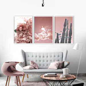 Set of 3 Prints, Blush Pink Wall Art, Dorm Room Decor, Boho Gifts ...