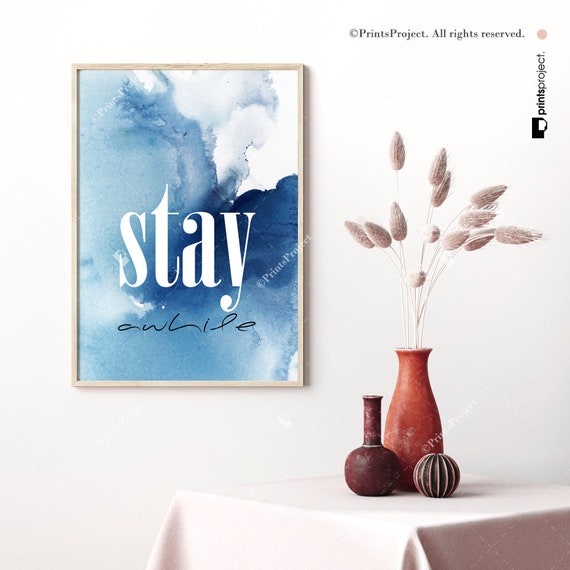 Buy Stay Awhile Indigo Blue Wall Art Entryway Decor Large Online
