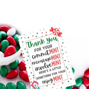 Staff Appreciation Printable Tag, Mint Tags, Christmas, Holiday Mint Candy Gift, Team Member Thank You, Staff Appreciation Tag, Candy Tags