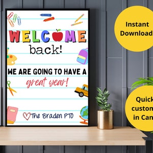 PTO Welcome Back to School Poster Flyer, School Open House, Welcome Back to School Note, Back to School Template, Meet the Teacher Night
