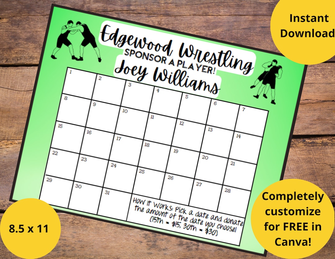 calendar-fundraiser-editable-wrestling-team-pick-a-date-to-donate-printable-fundraiser-fundraiser-editable-calendar-digital-template-etsy