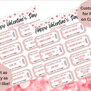 Valentine&#39;s Day Editable Love Coupon Book Gift for Couples with Customizable Coupons, Digital Download Printable, Last Minute Thoughtful