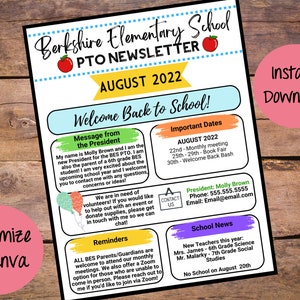 PTO Newsletter, Flyer, Parent Teacher Organization Flyer Newsletter, PTA, Back to School PTO Flyer, Communication, Parent Teacher Letter