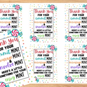 Staff Appreciation Week Printable Tag, Mint Tags, Thank You, Colorful Mint Candy Gift, Team Member, Staff Appreciation Tag, Candy Tags