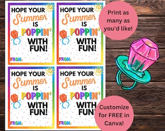 End of School Year Treat Tag Ring Pop Summer Break Student Teacher Thank You Gift Tag Have A Great Summer Ring Pop Poppin