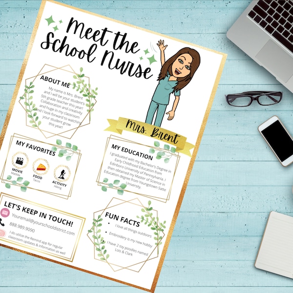 Meet the School Nurse Editable Template, Back to School Welcome Letter, First Day of School Nurse Note, School Nurse First Day Introduction