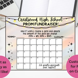 Calendar Fundraiser, Prom Fundraiser, Pick a Date to Donate Printable, School Fundraiser, Fundraiser, Dance Fundraiser, Digital Template