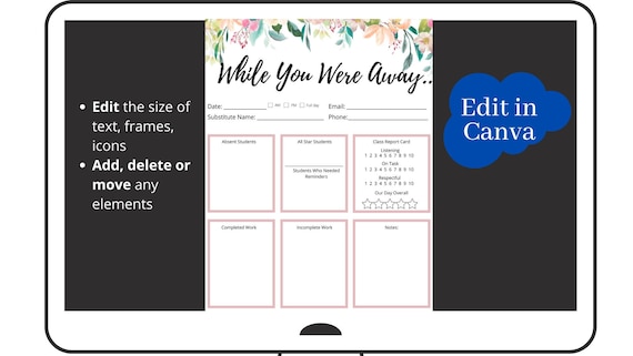 Substitute Teacher, Substitute Teacher Note, Substitute Teacher Printables, Substitute Teacher Resources, Editable, Substitute Teacher Ideas