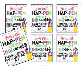 Pen Thank You Gift Tag Teacher Appreciation Gift For School Secretary PTO Staff Employee Thanks Easy Print and Goa