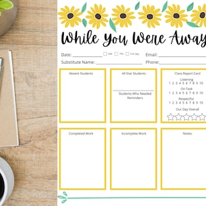 Sunflower Substitute Teacher, Substitute Teacher Note, Substitute Teacher Printable, Substitute Teacher Resources, Substitute Teacher Ideas