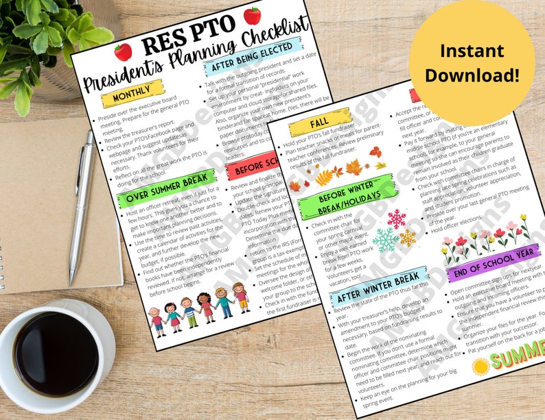 PTO Bundle, Newsletter, Checklist Events Parent Teacher Organization ...