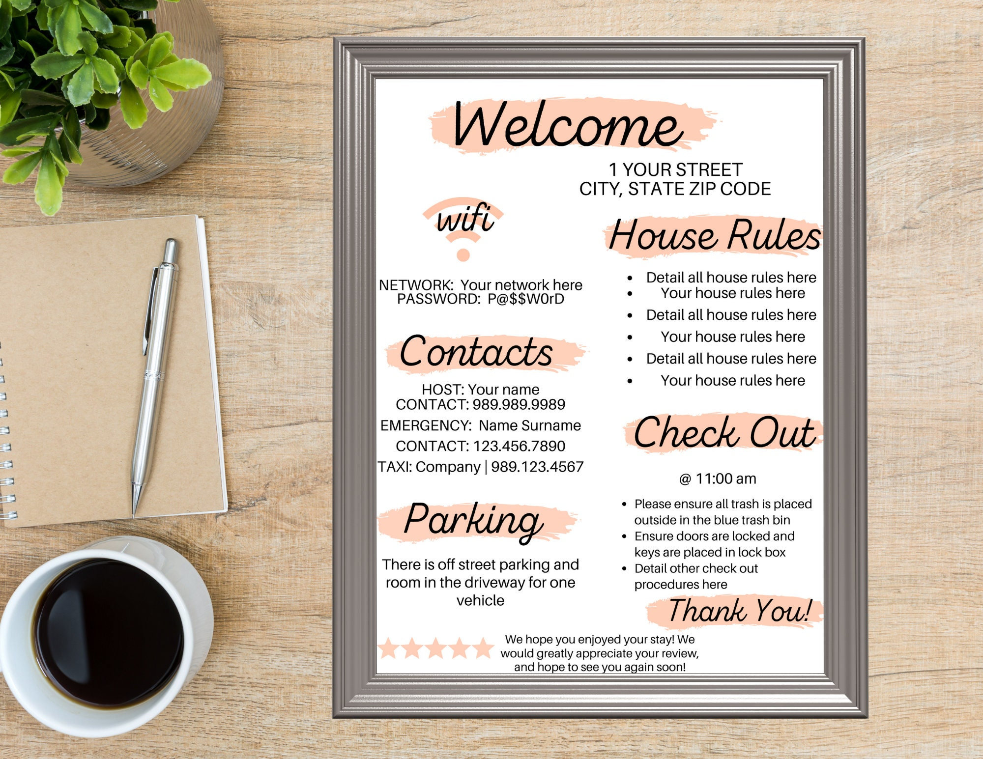 Welcome Message For Rbnb Airbnb Welcome Letter Poster Template Wifi Password Sign Printable ...