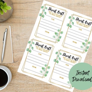 Shout Out-kaarten, erkenning van studenten, waardering van werknemers, studentenbeloning, kaart voor positief gedrag, positief Shout Out-klaswerk