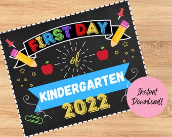 Girl Boy First Day of Kindergarten K Sign Instant Download First Day of Kinder Sign Printable First Day of School Sign Back to School
