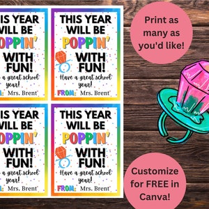 New School Year Treat Tag Ring Pop Back to School Student Teacher Thank You Gift Tag Have A Great Year Ring Pop Poppin