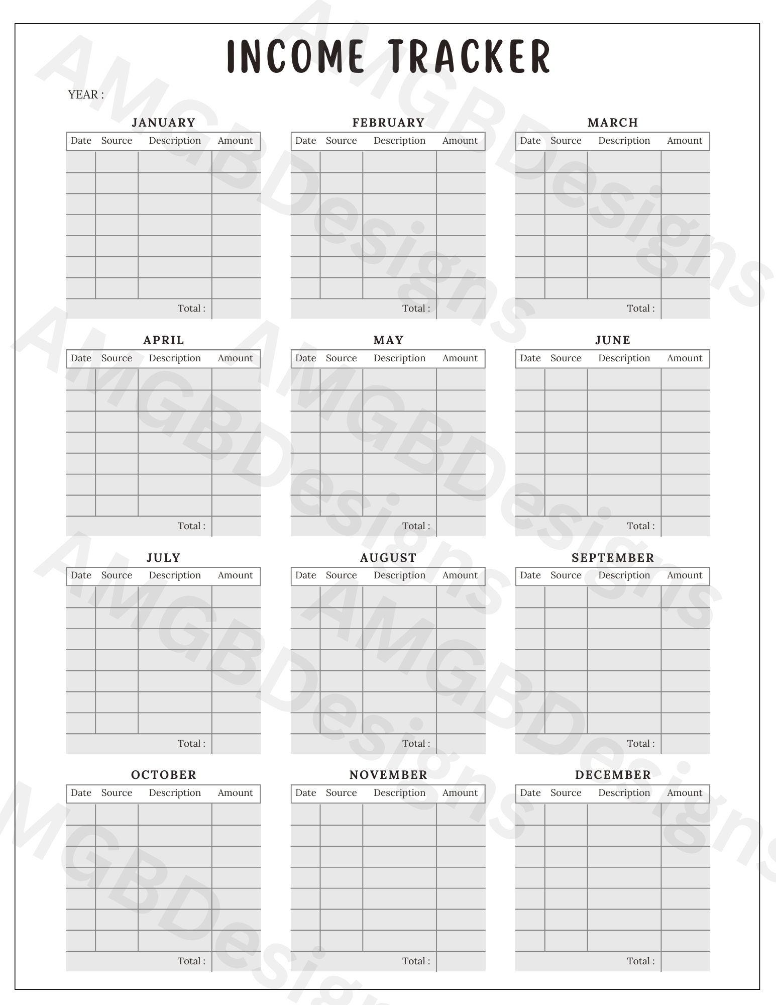 Income Tracker, Paycheck Planner, Income Monitor, Biweekly Planner ...