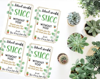 Staff Employee Teacher Appreciation Week Printable Tag, Succulent Tags, Thank You, Succulent Plant Gift Tag Team Member Gift Tag Custom