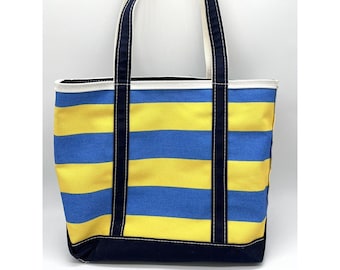 バッグ L.L.Bean BOAT AND TOTE FREEPORT MAINE LL Bean Boat & Tote Bag Freeport Maine LARGE w/Navy Trim Natural