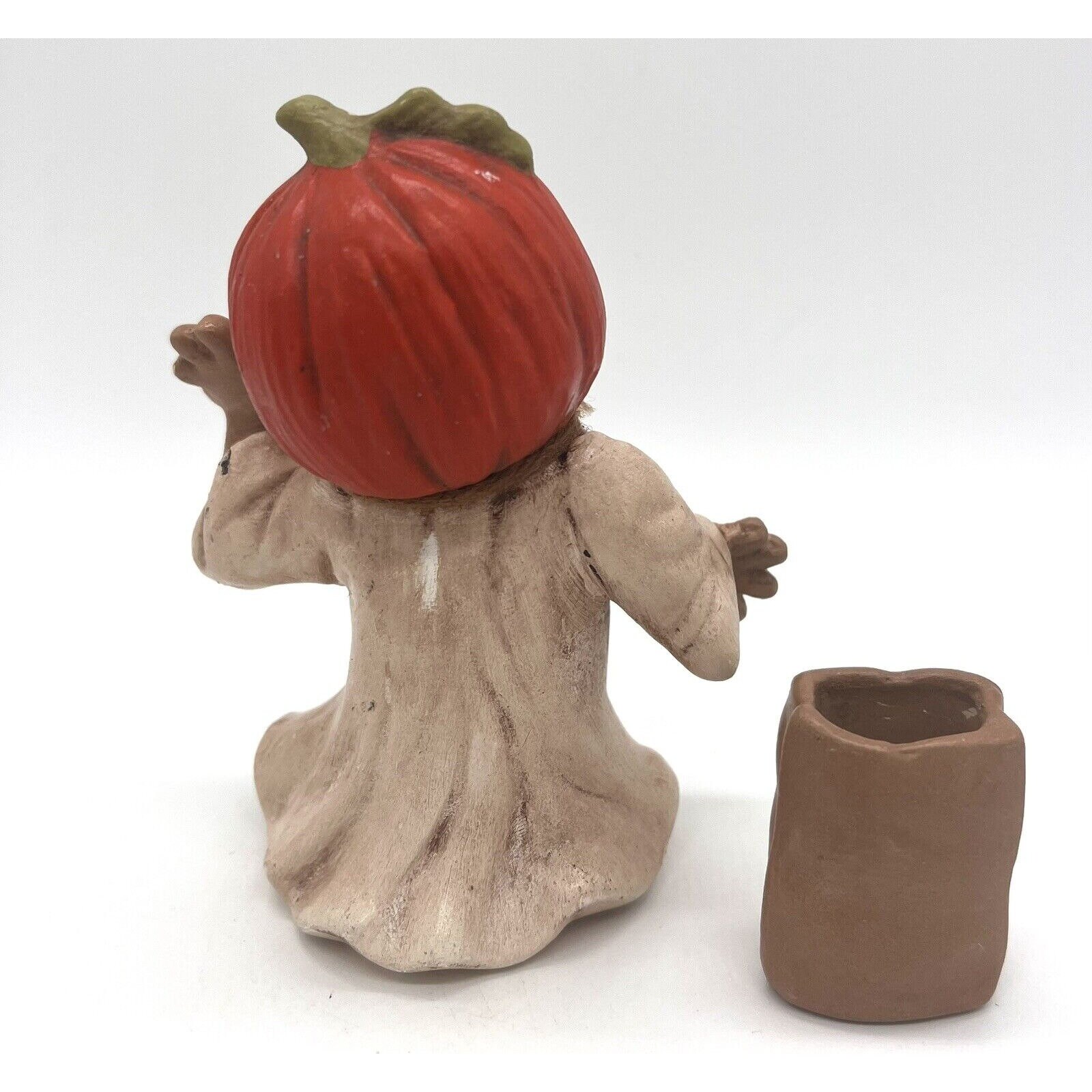 Vintage Halloween Ceramic Ghost Jack O Lantern Pumpkin Head Candy Bag ...