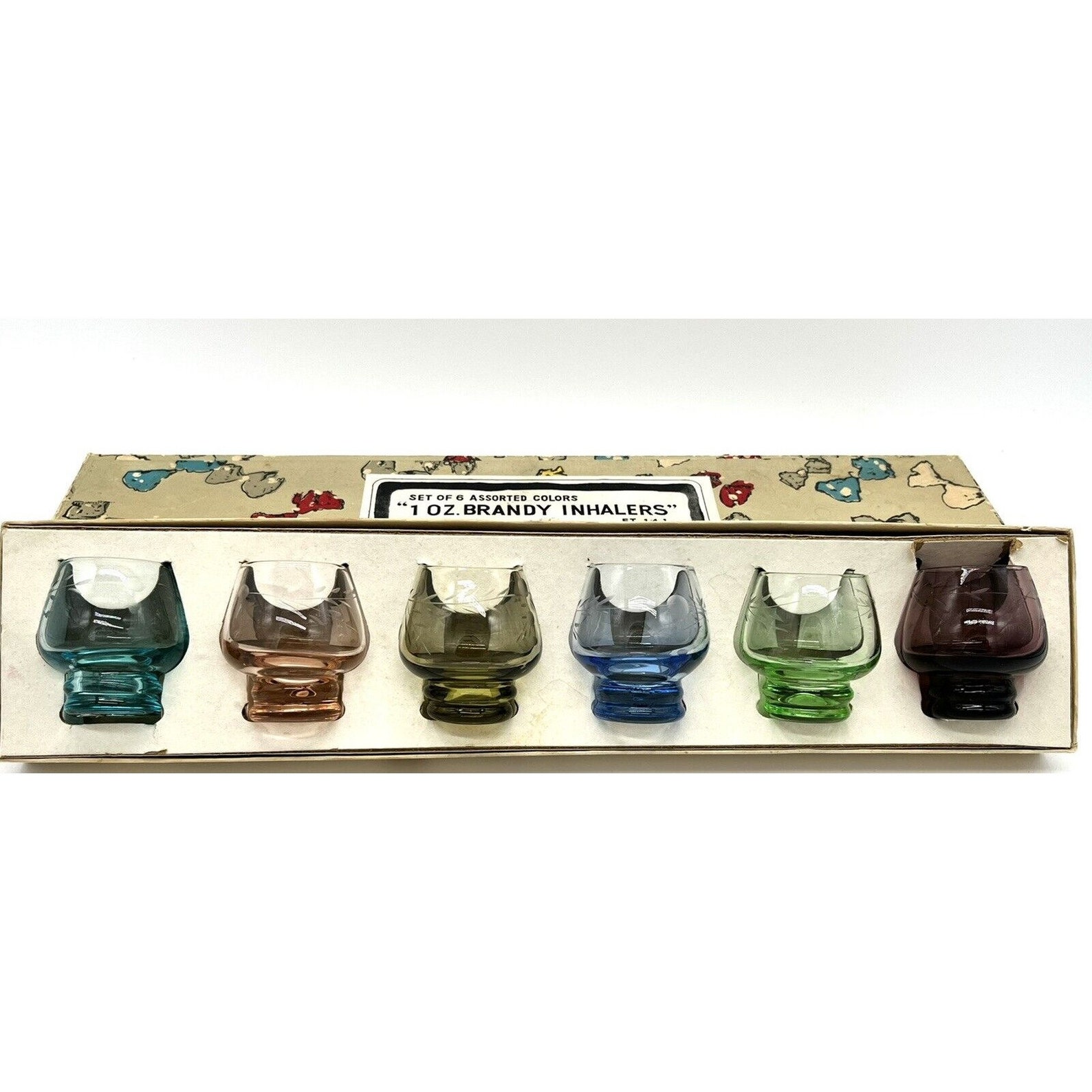 Napco MCM Original Brandy Etched Glass Inhalers Original Box 1 Etsy