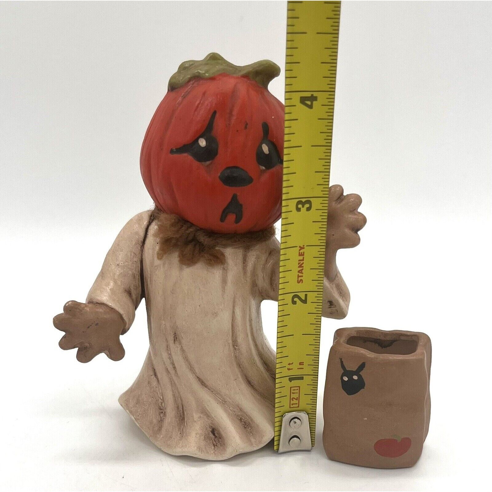 Vintage Halloween Ceramic Ghost Jack O Lantern Pumpkin Head Candy Bag ...