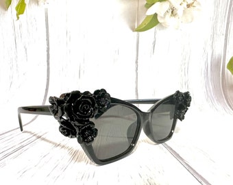 Gothic sunglasses, pin up sunglasses, retro sunglasses, cat eye sunglasses, floral sunglasses by ZenButterflies