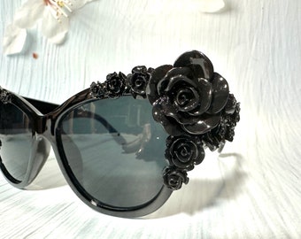 Cat eye sunglasses, floral sunglasses, Gothic sunglasses, retro sunglasses, pin up sunglasses