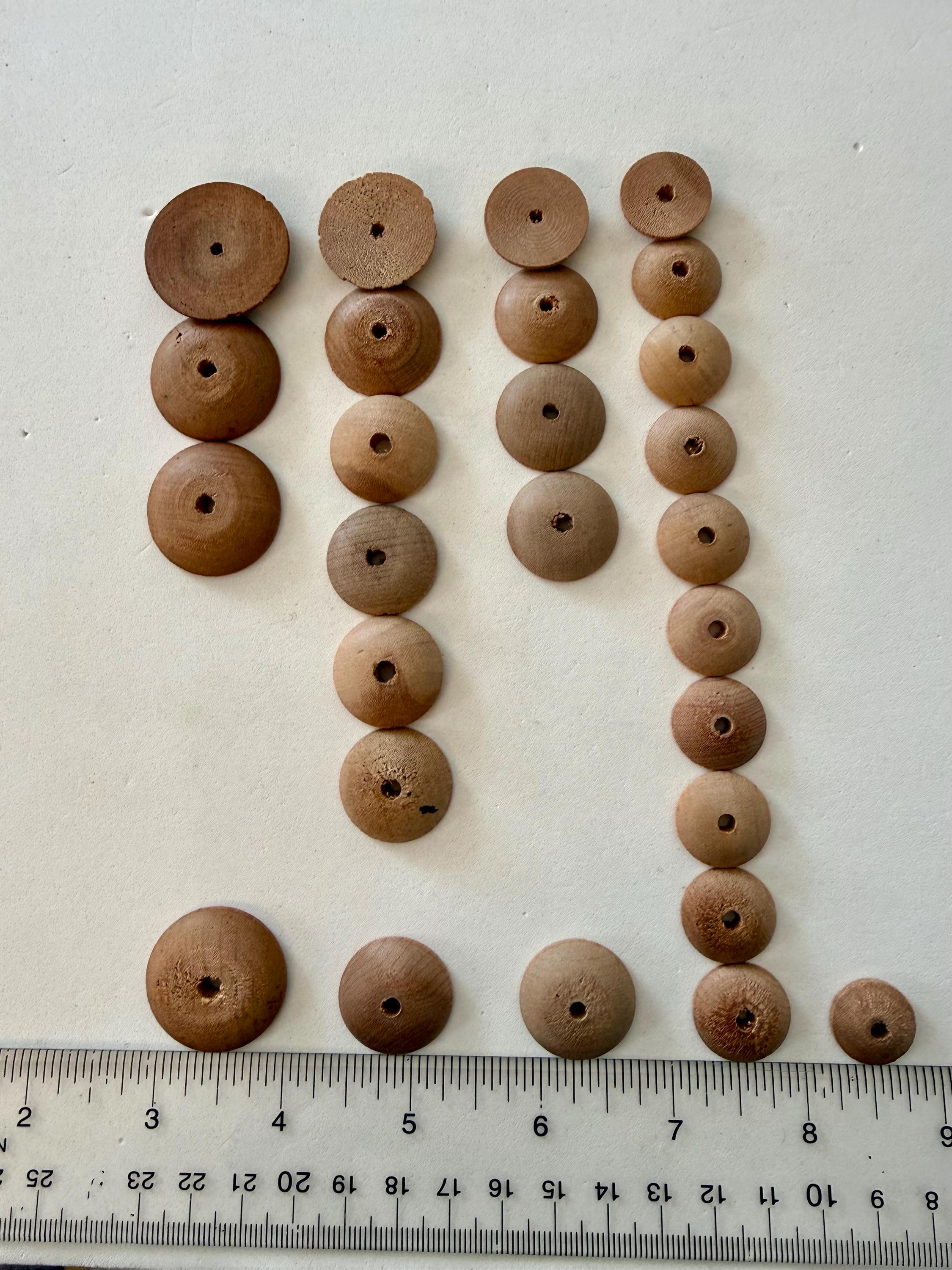 Lot of 27 Antique Round Wooden Button Forms in Various Sizes 1 3/16” to ...
