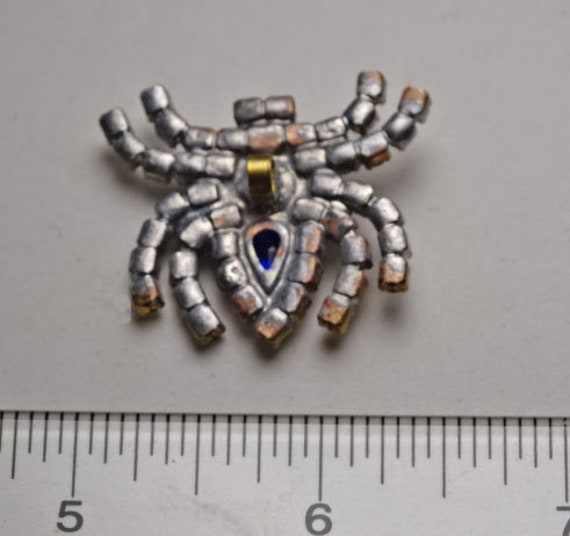 Vintage Czech Rhinestone Spider Button Sapphire B… - image 3