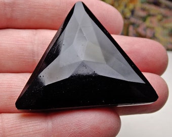 1 faceted triangular Victorian black glass embellishments#433