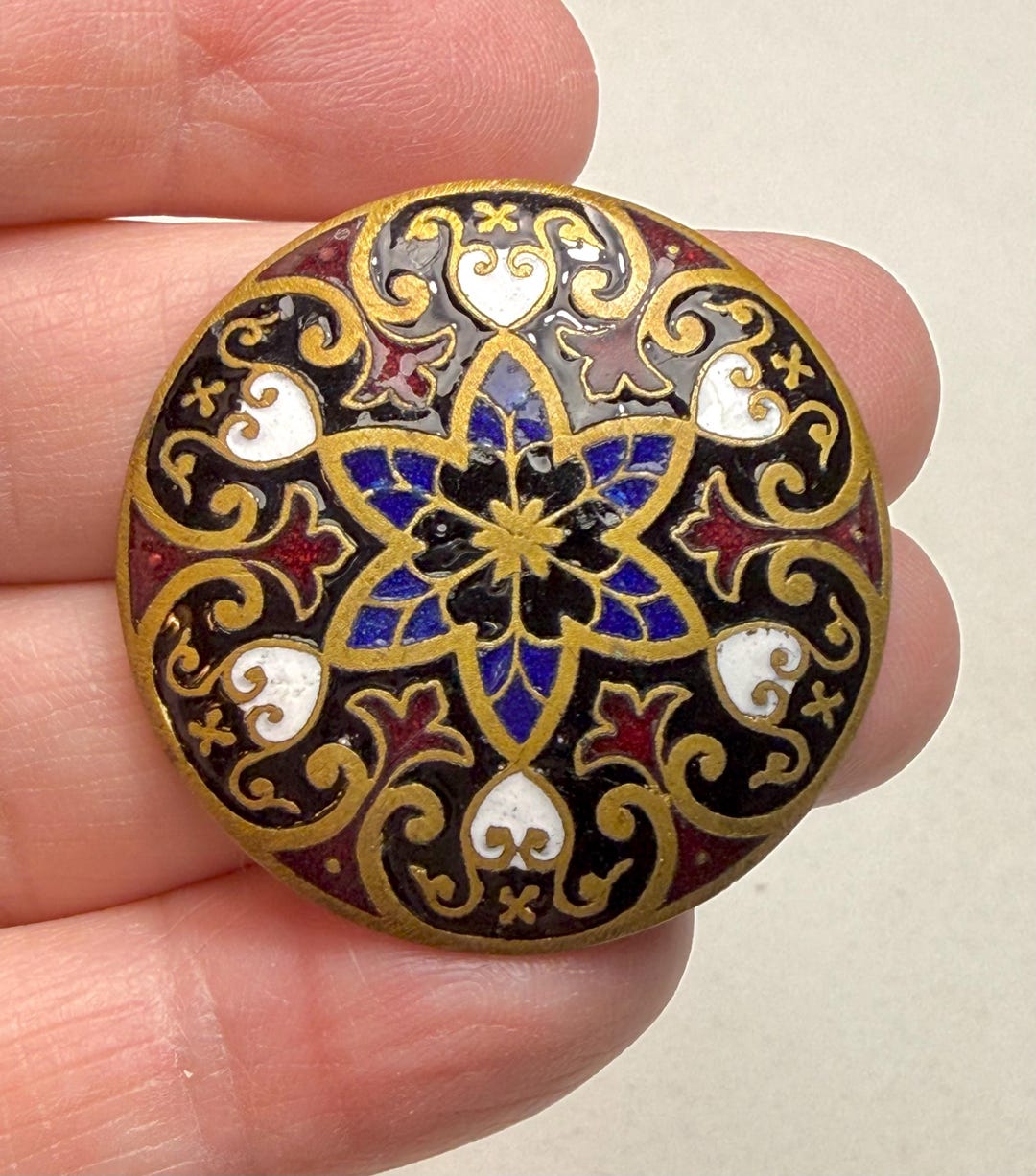A Victorian Arts and Crafts Enamelled Champleve Gilt Button #774 - Etsy