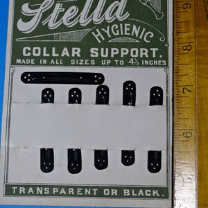 1 original card of 5 transparent celluloid collar stays in choice of 2 sizes  #614