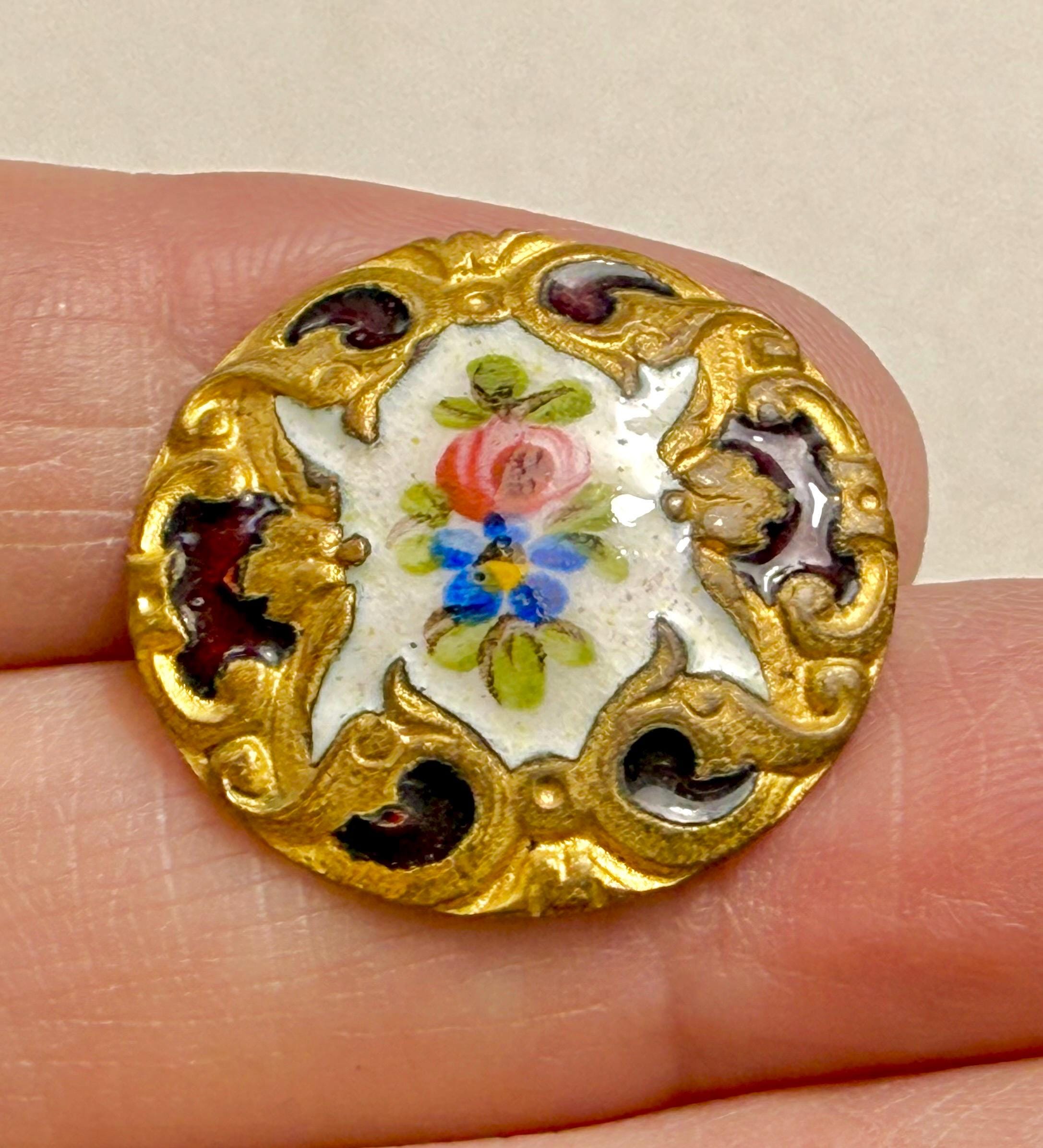 Set of 6 Victorian Art Nouveau Enamelled Champleve AP&C Paris Gilt ...