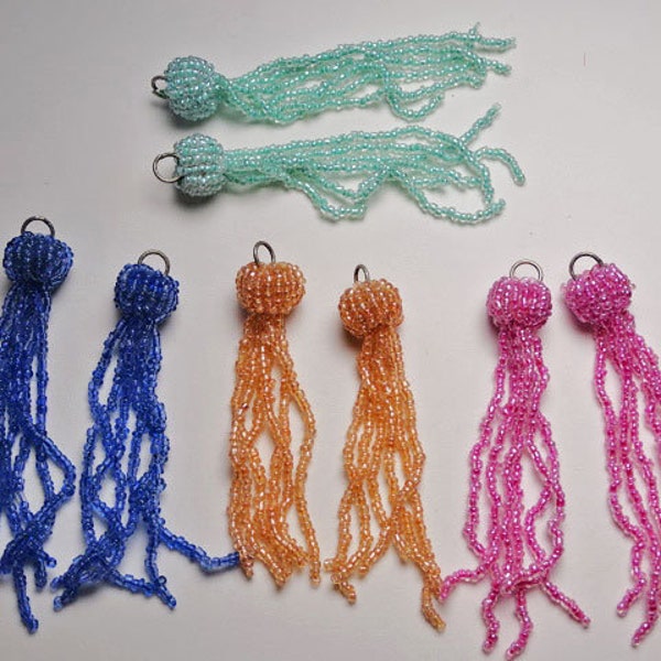 Beaded antique hand made Victorian tassels in 4 colours #B107