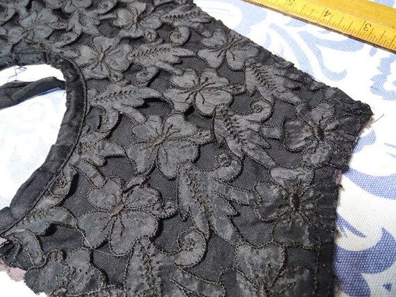 Victorian black mourning collar with lace overlay