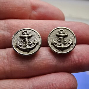 Original card of 24 Victorian/Edwardian silver plated anchor buttons  #603