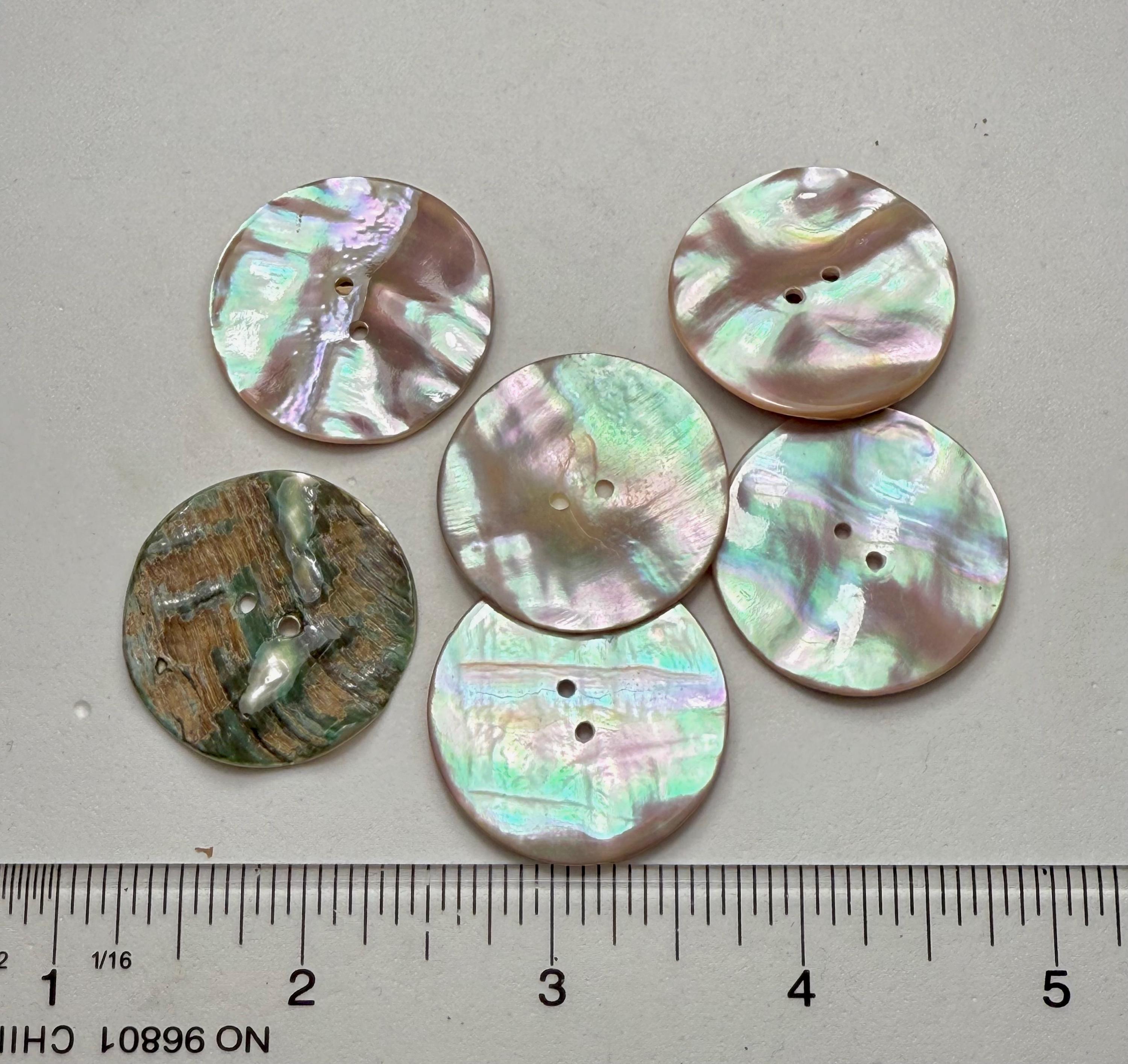 Set of 6 Incredible Highly Iridescent Vintage Green Snail Shell MOP ...
