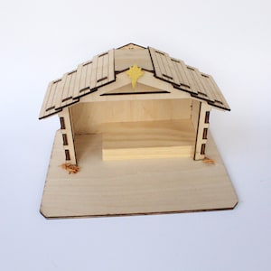 Nativity Stable: Wooden Manger Scene, Christmas Decor