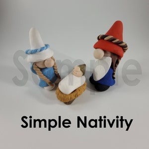 Gnome Nativity Set: Handcrafted, Unique, Polymer Clay Figurines Holiday Decor