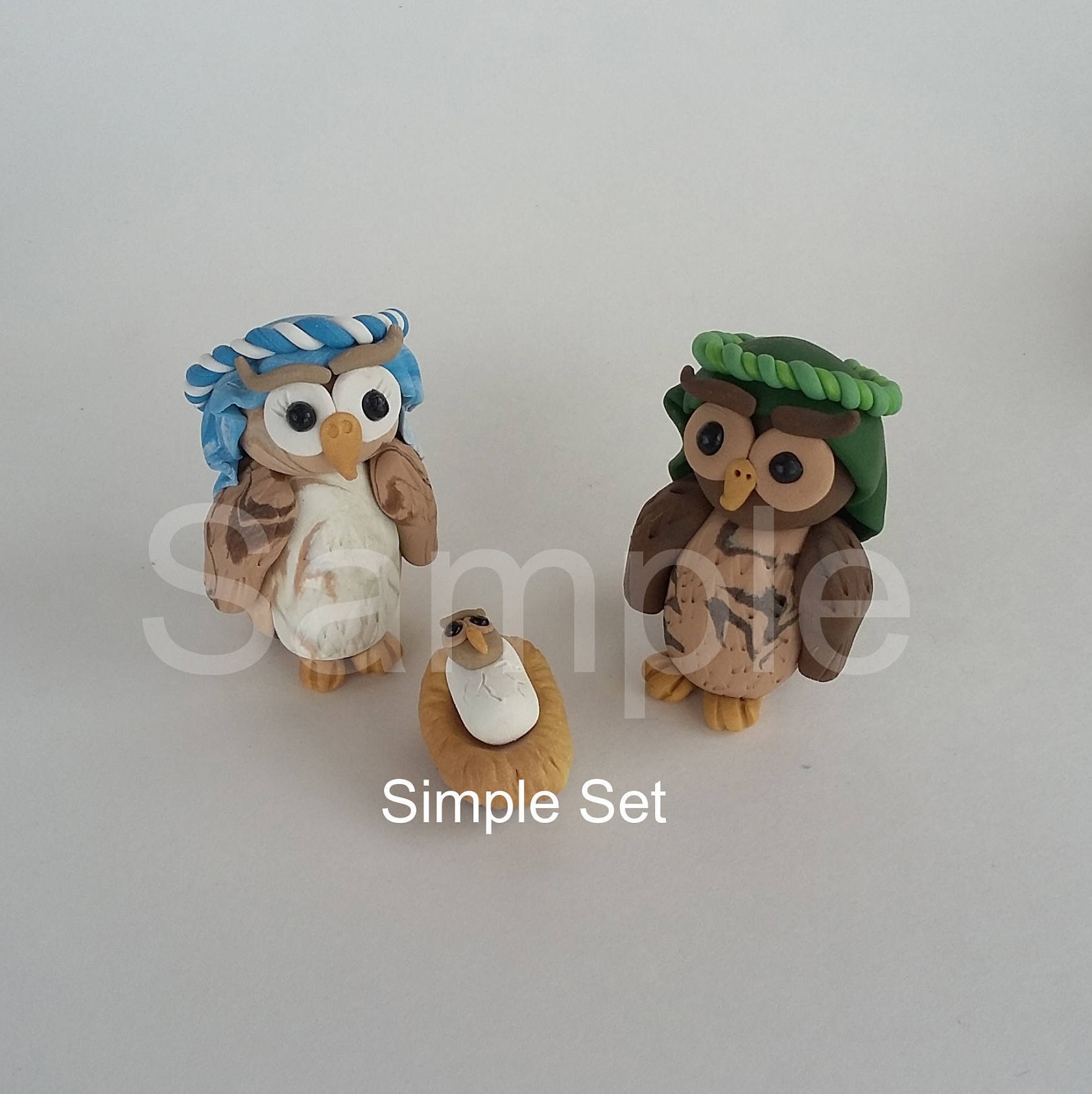Owl Nativity Set: Handcrafted, Unique, Polymer Clay Figurines - Holiday Decor