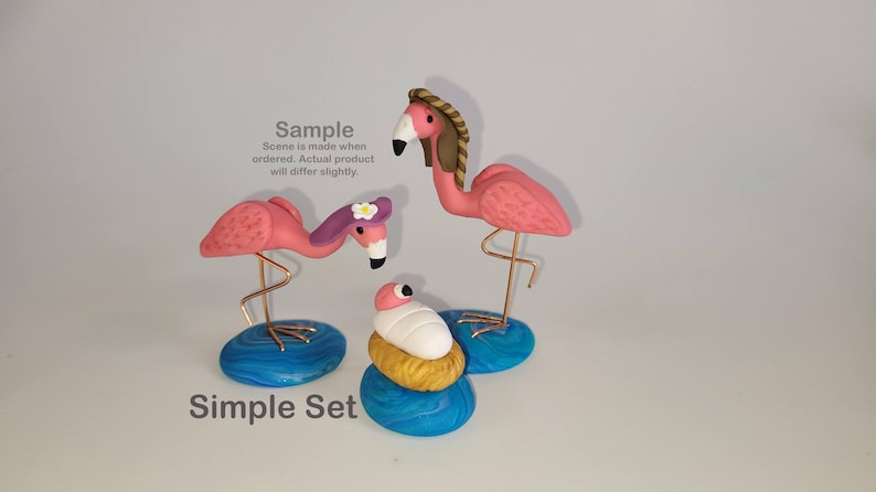 Belén de flamencos: Figuritas únicas hechas a mano en arcilla polimérica - Decoración navideña