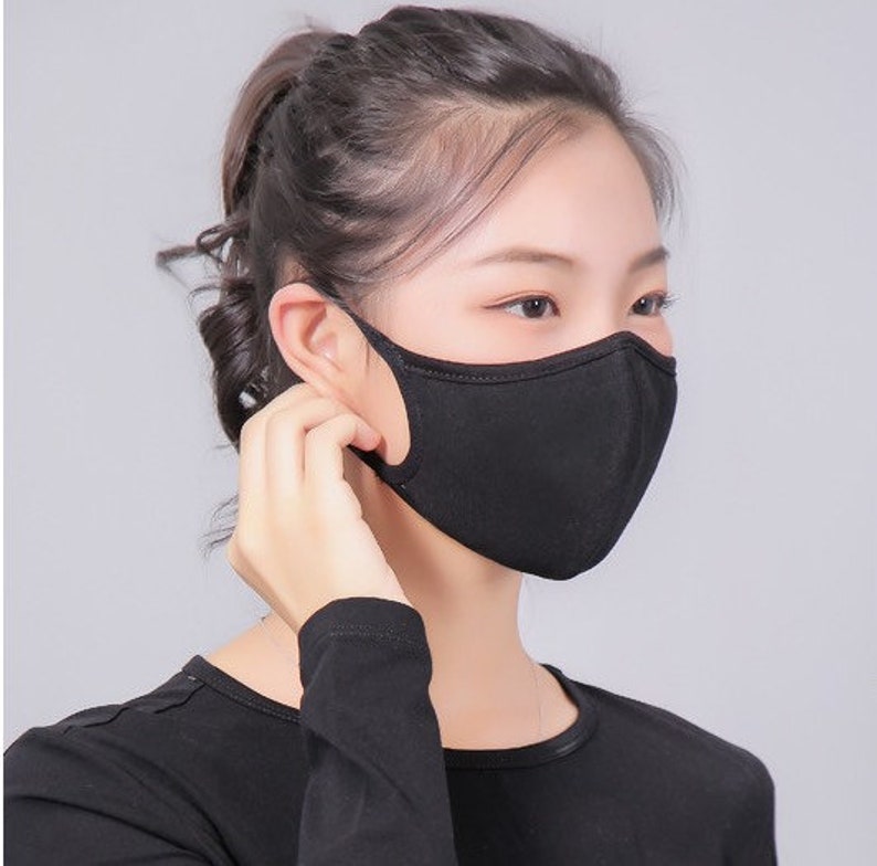 Women's Reusable Black Cotton Cloth Face Mask Breathable - Etsy
