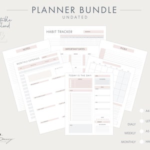 Printable planner bundle, planner printables, undated planner, planner bundle, planner inserts, planner printable, BUJO planner pages, BUJO