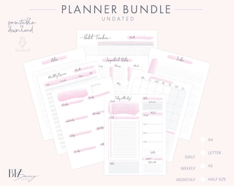Printable planner bundle, planner printables, undated planner, planner bundle, planner inserts, planner printable, BUJO planner pages, BUJO