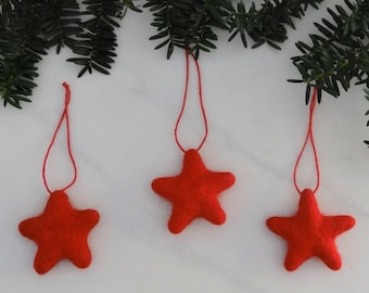 Christmas Stars Ornaments/Red Christmas Tree Ornament/Star Ornament/Christmas Tree/Holiday Decoration/Felted Star/childproof ornament