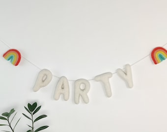 Party banner with words