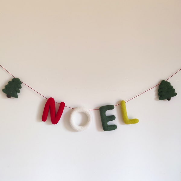 Noel garland/felt banner/Christmas garland/modern christmas/traditional christmas/sustainable decor/zero waste christmas/french christmas